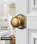 Privacy Door Knob For Interior Doors In Antique Brass, Classic Decorative Hardware For Bedroom Or Bathroom