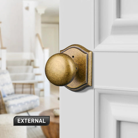 Privacy Door Knob For Interior Doors In Antique Brass, Classic Decorative Hardware For Bedroom Or Bathroom