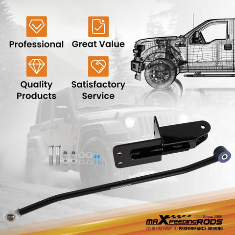 Adjustable Front Track Bar For Jeep Cherokee XJ 1984 to 2001 Lift Kit Center Axle After Suspension 4 To 6.5 Inch Length 790 To 830 mm Eyelet To Eyelet Easy Install Built Tough For Rough Trails, black steel track bar with bracket