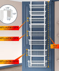 Over The Door Pantry Organizer Eight Tier With Adjustable Baskets Metal Hanging Spice Rack installed on blue door