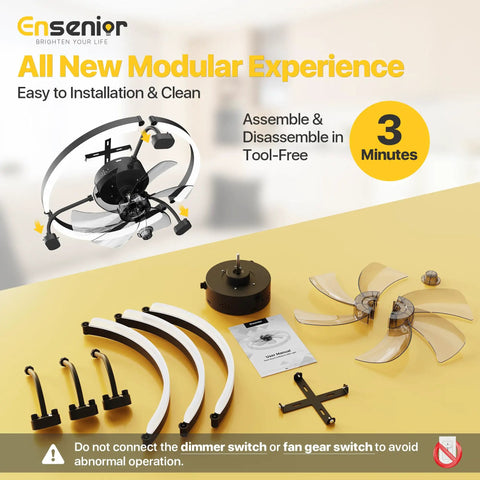 20 Inch Flush Mount Ceiling Fan With App Control And Led Lighting In Sleek Black Rock Solid Build For Low Ceilings Hella Quiet Airflow Totally Silent Perfect For Small Bedrooms Bunk Rooms And Tight Spaces assembly components laid out with fan blades and motor