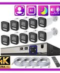 4K Ultra High Definition 8MP PoE NVR Security Camera Kit Featuring Sharp Facial Recognition And Crisp Night Vision For Fo Sho Dependable Property Surveillance with 10 cameras and cables.