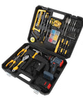 Pro Level Cordless Drill Power Tool Set With Slick Variable Speed Trigger And 25 Heavy Duty Bits, 45-piece tool kit in a portable case.