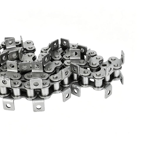 Ready To Use 1.5m Roller Chain 06B With Ears For Conveyor Replacement 9.525mm Pitch, close-up of metal links.