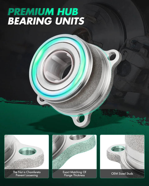 Close-up of two-piece rear wheel hub bearing kit for Nissan Frontier Xterra Suzuki Equator 2005 to 2014