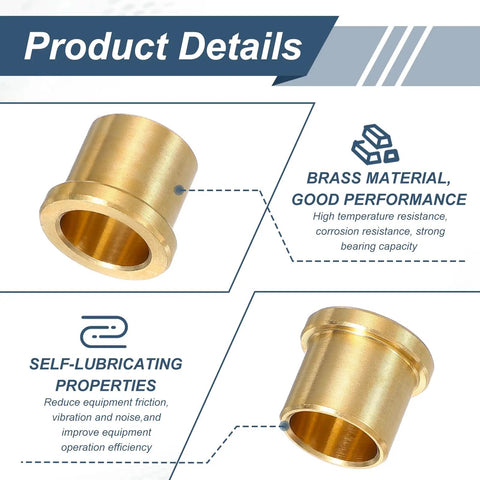 Workhorse Solid Brass Flange Bearing Sleeves Two Pack showcasing detailed brass construction and self-lubricating features.