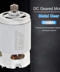 Rs550 16.8V DC Motor 26000RPM High Speed Micro Motor With 11 Tooth High Torque Gearbox showing metal gear design and shaft.