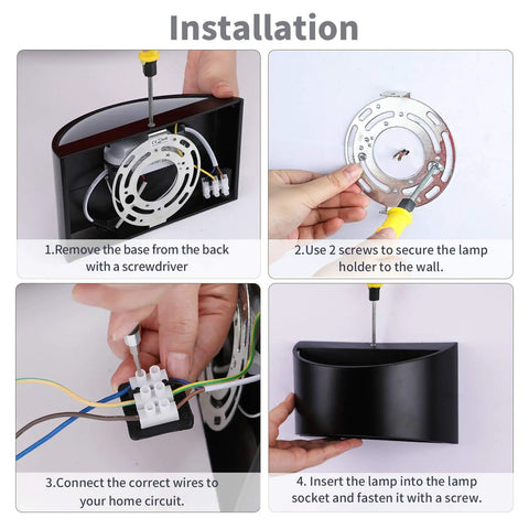Step-by-step installation guide for Modern Led Wall Sconce Set Of 2 With Up And Down Lighting Hardwired Indoor Black Wall Mount Lamps