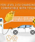 No Fuss Plug And Play Nema 10-50P To 14-50R Adapter Connector for 50 Amp RV EV Charger, bright yellow 3 pin to 4 prong.