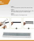 Installation steps for Motion Sensor LED Under Cabinet Lights 10 LED Light Strips Wireless Battery Operated No Fuss Peel And Stick