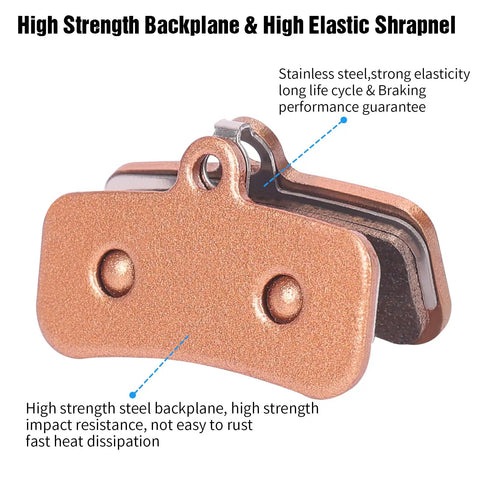 Close-up of high strength steel backplane of 25 Pairs Beefed Up Sintered 4 Piston Metal Bike Brake Pads For Ebike And Electric Scooter