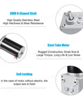 DC 12V Beefy Torque Worm Gear Motor 110RPM 4Kg.cm 8mm Shaft Self-Locking Reversible, steel shaft, motor details