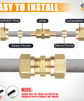 Front view of Ailbiuko brass DOT air brake line fittings kit with compression rings, sleeves, nuts, and unions.