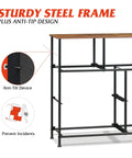 7 Drawer Dresser And TV Stand Media Console With Metal Frame And Wood Top For TVs Up To 45 Inches Space Saving Chest Of Drawers showing anti-tip device and steel frame