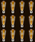 Dimmable Edison LED Bulbs Vintage Style 4W Amber Glass ST64 E26 Warm White 2200K-2400K With Squarrel Cage Filament