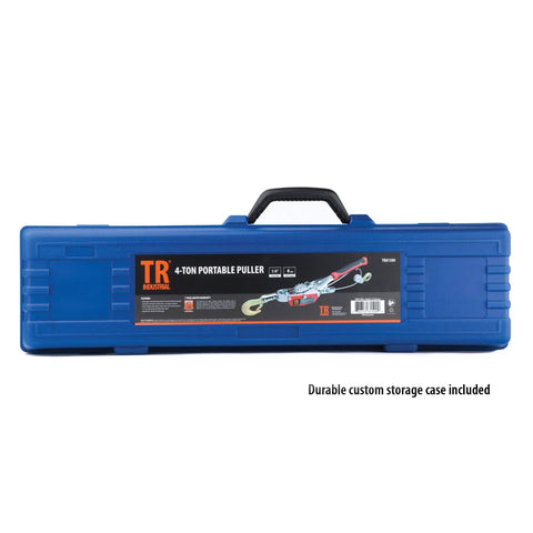 Portable 4 Ton Dual Gear Power Puller All In One Lightweight Beast Under 10 Lbs With Sturdy Carry Case, blue front view