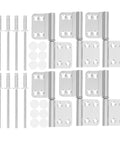 Six Piece Detachable Lift Off Hinges Set Heavy Duty Flag Hinges For Bathroom Cabinet Doors With 35mm Silver Pins arranged