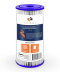 1 Micron Pleated Water Filter For Whole House Sediment Filtration 10 By 4 Point 5 Inch Replacement For Well Water Keeps Sand Dirt Rust Out Without Reducing Flow High Flow Performance Fits FXHSC And R50 BBSA 2 Pack shown with purple cap and pleated design