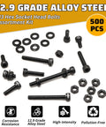 500 Piece M3 Screws Set With Hex Socket Head Bolts Nuts Washers For DIY And 3D Printer Builds, 12.9 Alloy Steel