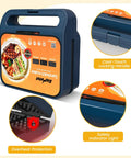 Royalcraft 3-In-1 Electric Sandwich Maker Waffle Grill And Panini Press With Non-Stick Removable Plates 1000W Power Blue Design showing features like cool-touch handle and safety indicator.