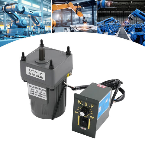 110V 40W Variable Speed Gear Reduction Motor With Knob Speed Control And Controller 15K Adjustable Reversible AC Motor High Torque Heavy Duty Electric Variable Speed Governor For Precision Machinery And Tools