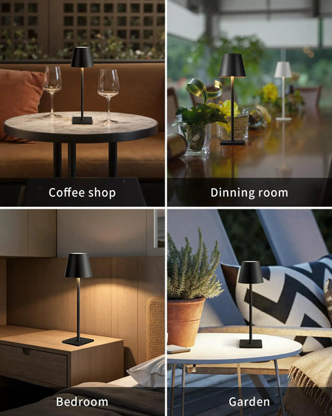 2 Pack Cordless LED Desk Lamp Portable Table Light With 5000mAh Battery Three Color Stepless Dimming in various settings