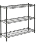 Heavy Duty Black Wire Shelving Unit With 3 Adjustable Tiers Rock Solid Construction, showcases three sturdy tiers for versatile storage.