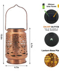 Hot Air Balloon Solar Lanterns For Outdoors Retro Vibe Waterproof Hanging LED Light For Garden Yard Patio Lawn Landscape Cozy Outdoor Decor Gift For Women Mom Grandma Birthday Thanksgiving, bronze lantern with cut-out patterns and a solar panel.