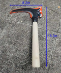 Long Handle Scythe Tool For Yard Work, Heavy Duty Sickle Garden Tool with 15.3in wooden handle and 8.2in manganese steel blade