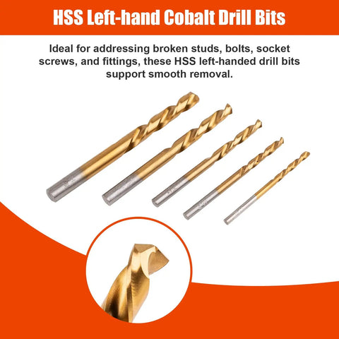 Go To 10 Piece Screw Extractor And Left Hand Drill Bit Set with HSS cobalt drill bits for broken studs and bolts removal