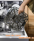 Upgraded Square Air Fryer Grill Plate For 2 Quart Instant Vortex Mini Nonstick Crisper Pan Insert Rack being cleaned in a dishwasher.