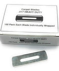 Sheffield Steel Slotted Cutter Blades For Loop Pile Cushion Back Carpeting, Double Sided, Oil Wrapped, 100 Pack Made In USA