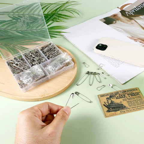 Ready To Rock Solid Stainless Steel Safety Pins 500 Pack Assorted Gourd And Round Designs 22 To 54 Millimeters Includes Nifty Storage Box Perfect For Sewing Crafting Quilting And Apparel Repair On The Fly