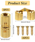 8 Pcs Solid Brass Barrel Hinges 18x8mm size chart with screws for Wooden Jewelry Boxes, Invisible Concealed 180 Degree Flush Mount Hardware Kit