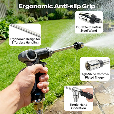 Turn Any Hose Into A Beastly High Pressure Cleaning Jet With The 2026 Upgraded Multi Function Sprayer being used in a garden