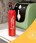 Small Portable Water Based Fire Extinguisher Bundle 21oz Each 6 Pack For Home Kitchen Car And Camping Safety Quick Emergency Response And Reignition Prevention on kitchen counter.