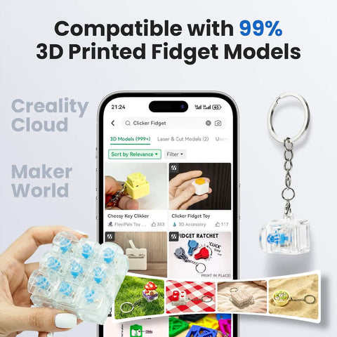 50 Piece Clicky 3 Pin Mechanical Switch Kit For 3D Printing Upgrades With Pre Lubed Switches And 10 Metal Keychains Delivering Crisp Clicks And Strong Tactile Bump For Keyboard Builds And DIY Fidget Toys, clear keychain switch