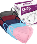 KN95 Face Masks 50 Pack, 5 Layer Disposable Respirator, Multi Color Set In Grey Pink Blue Red Purple For Outdoor Use