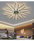 Sleek Modern Indoor Ceiling Fan With Integrated Led Chandelier And Wireless Remote Control For Living Room Or Master Bedroom Stylish Black Large Pendant Light That Totally Slaps, modern design with bold lines.
