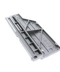 Genuine Oem Left Fence With Label For Dewalt Dws779 And Dws780 Compound Miter Saws Straight Up Replacement Part N640320, gray fence part side view.