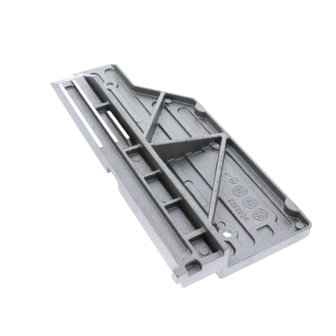Genuine Oem Left Fence With Label For Dewalt Dws779 And Dws780 Compound Miter Saws Straight Up Replacement Part N640320, gray fence part side view.