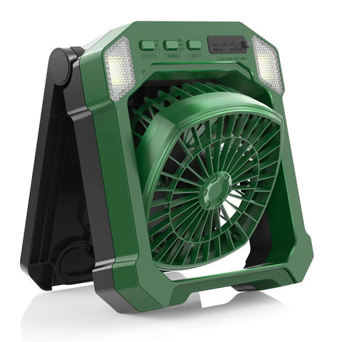 Camping Fan Battery Powered And Solar Powered Lightweight Portable Cordless Fan with Light 10000mAh Rechargeable Quiet 3 Speed Outdoor Fan