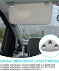 Subaru Sun Visor Clip Replacement 2 Pack For Forester Impreza Crosstrek Outback Sedan ABS Inner Clip Holder Hook OEM 92011SC031LO 92011SC032LO Grey Easy Install shown in vehicle interior and individual clip close-up