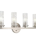 Ophelia 22 Inch Modern Four Light Vanity Fixture With Cylinder Hand Cut Glass Shades In Brushed Nickel Finish