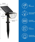 Dimensions and features of Outdoor Solar Spotlight Set 3000K Warm White, IP67 Waterproof, Adjustable Light Head And Solar Panel, Landscape Garden Lights For Your Yard Patio Trees, 4 Pack