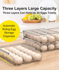Auto Rolling Egg Holder For Refrigerator Two-Layer 36 Egg Capacity with Easy Access and Rolling Slope, Stackable Design