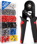 Premium Ferrule Crimping Tool Kit With 1800 Wire End Terminals For AWG 23 to 7 0.25 to 10mm2, Self Adjusting Ratchet Pliers