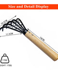 Five Claw Garden Rake Dethatching Tool For Loosening Soil Weeding Leaf Removal Beach Treasure Digging And Shell Cleanup