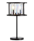 Oil Rubbed Bronze Two Light Metal And Crystal Table Lamp With Traditional Geometric Bedside Design, Linear Crystals, 21.5 Inch Tall