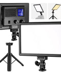 9 Inch LED Video Light Panel With Dimmable Output and Soft DSLR Studio Lighting on Mini Desk Tripod Stand, USB Type C